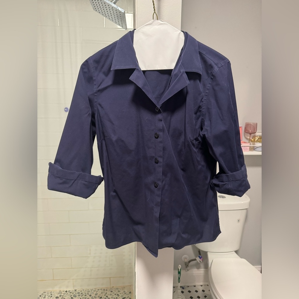 Navy button up
